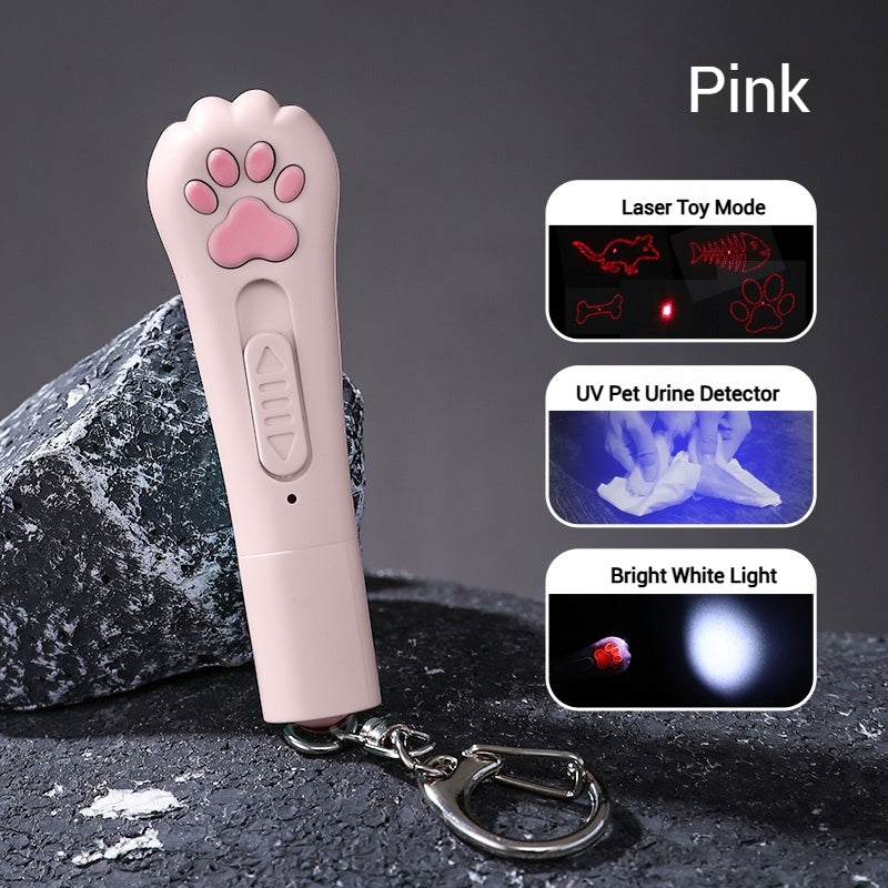 Interactive Cat Toy with Laser, Feather & Bell – 5 Fun Light Patterns