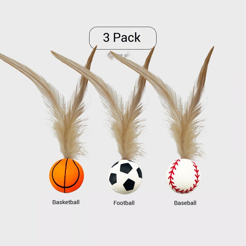 Feather Bounce Balls - Cat Toys for Jump, Chase & Play