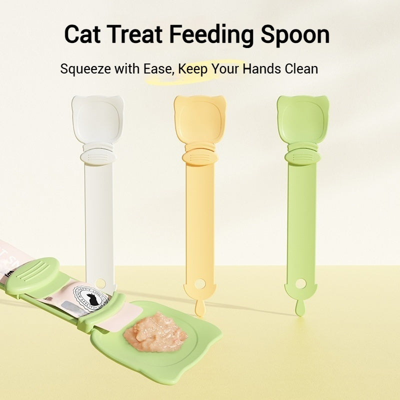 Slide Squeezer Cat Treat Spoon – One-Handed, Mess-Free Feeding Tool