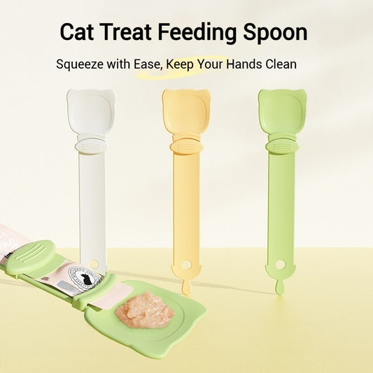 Slide Squeezer Cat Treat Spoon – One-Handed, Mess-Free Feeding Tool