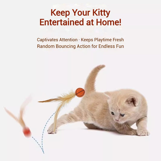 Feather Bounce Balls - Cat Toys for Jump, Chase & Play