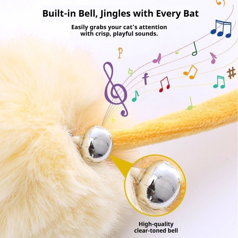 Hanging Cat Toy with Elastic Cord & Bell – Replaceable Fur Ball for Indoor Play
