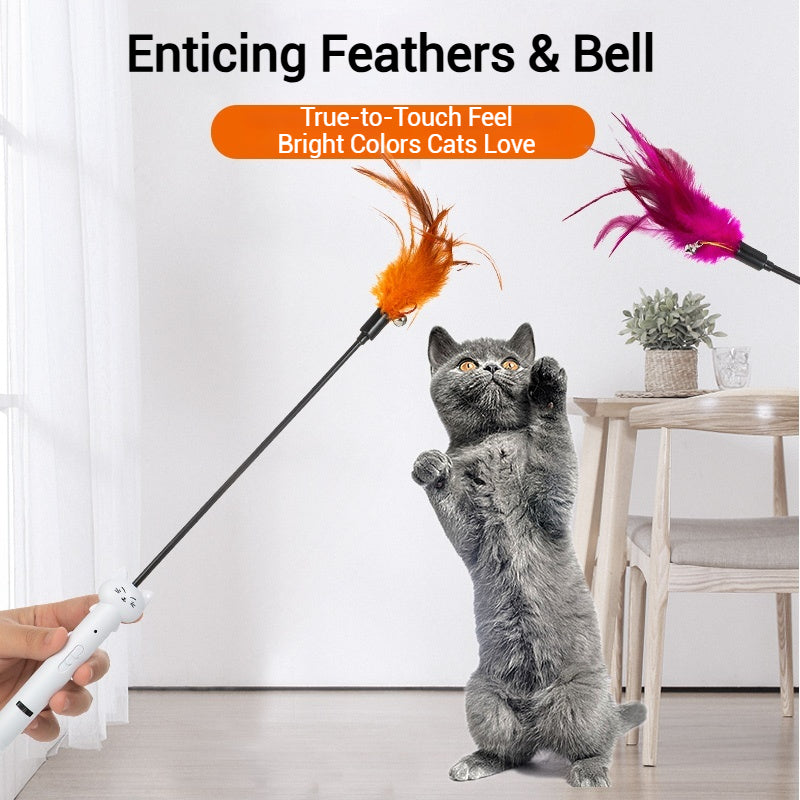 Interactive Cat Toy with Laser, Feather & Bell – 5 Fun Light Patterns