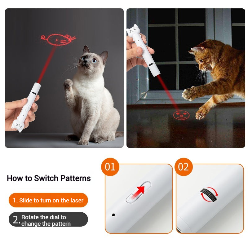 Interactive Cat Toy with Laser, Feather & Bell – 5 Fun Light Patterns
