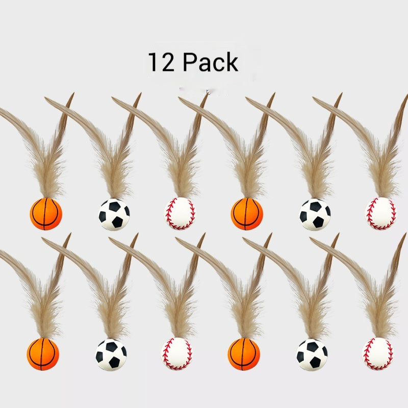 Feather Bounce Balls - Cat Toys for Jump, Chase & Play